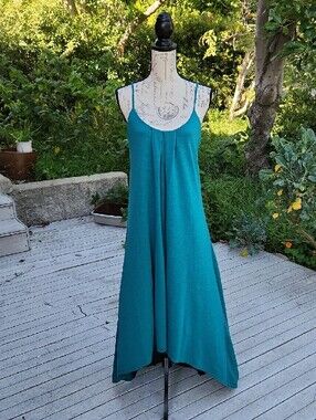 Lanston Sleeveless Teal Hi-low Maxi Dress with Scoop Neck Size M